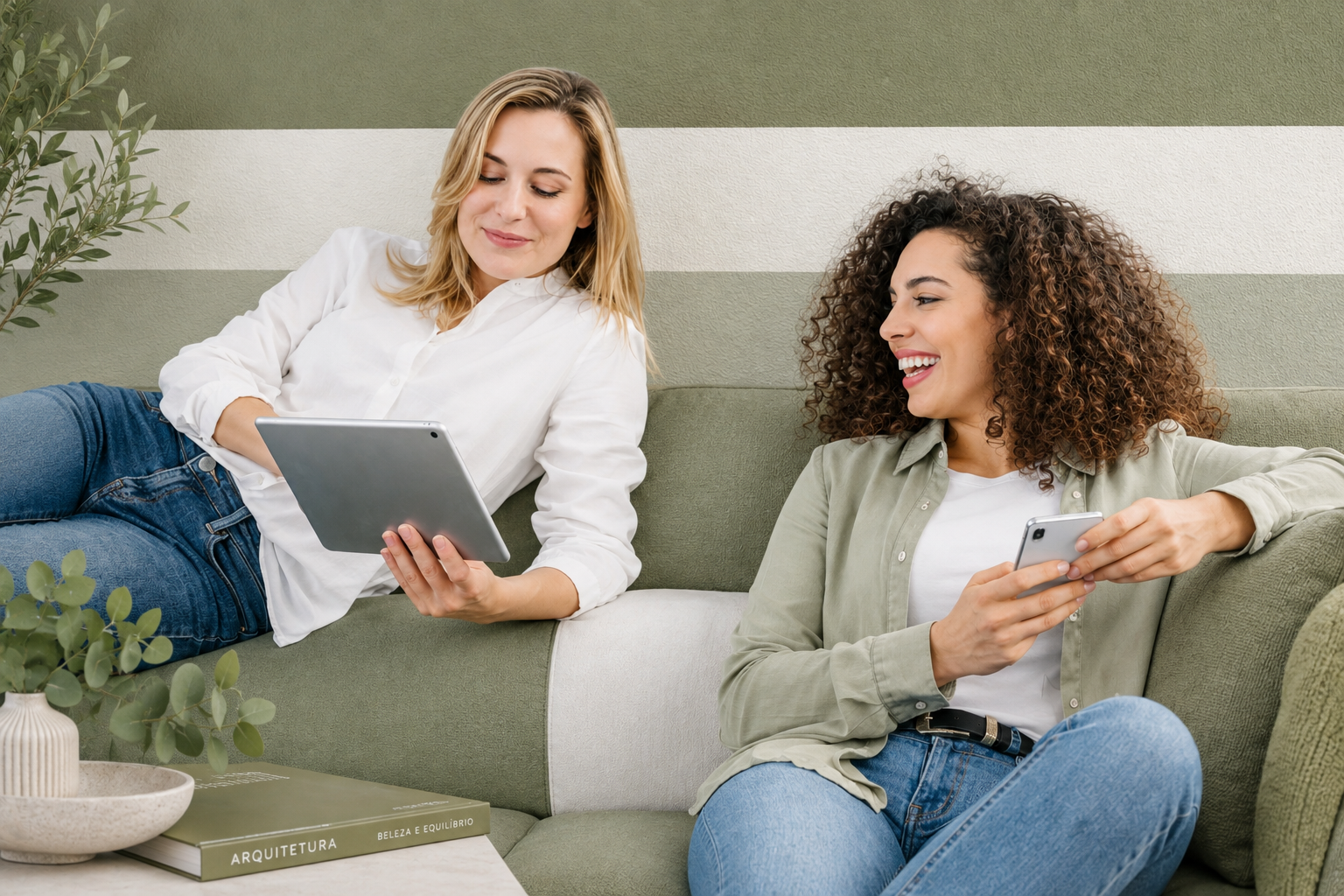 Duas mulheres compartilhando uma indicação do IMCP